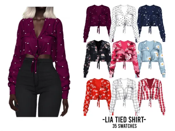 Alpha LIA TIED SHIRT - The Sims 4 Custom Content
