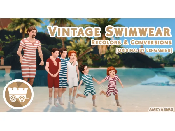 Maxis Match Vintage Swimwear Recolors Conversions - The Sims 4 Custom Content