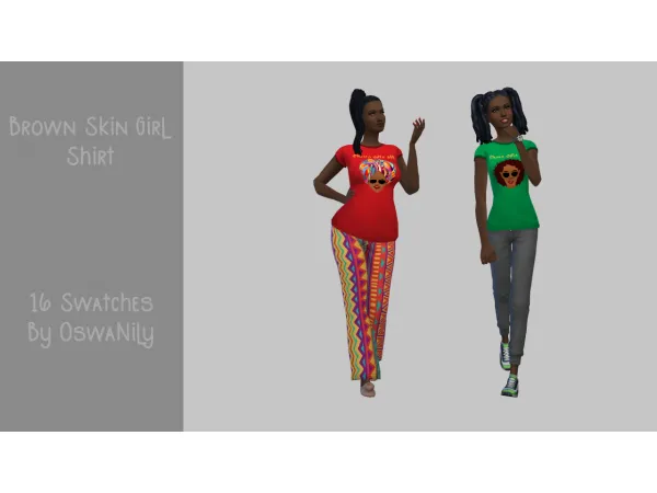 Maxis Match Brown Skin Girl Shirt - The Sims 4 Custom Content