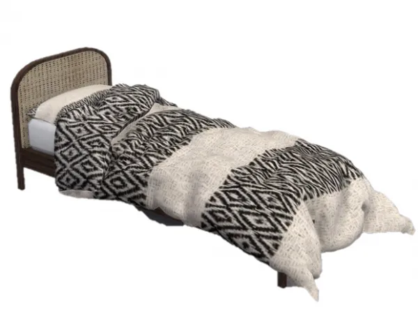 Alpha Rattan Single Bed sims by Nordica - The Sims 4 Custom Content