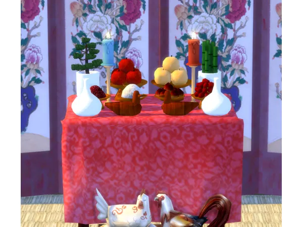 Alpha Korean traditional wedding table - The Sims 4 Custom Content