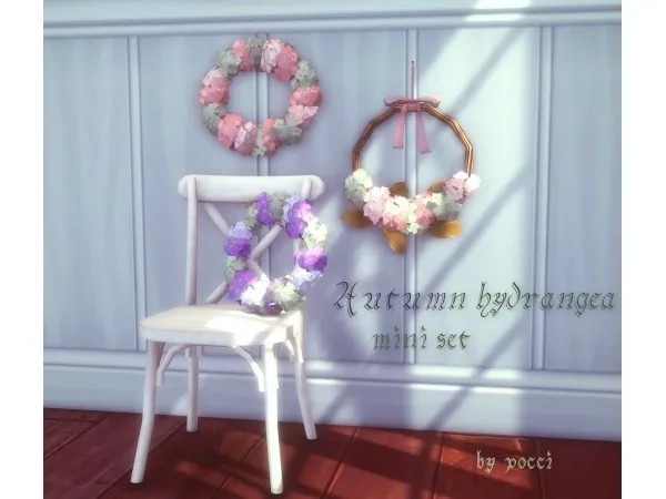 Maxis Match Autumn Hydrangea mini set by pocci - The Sims 4 Custom Content