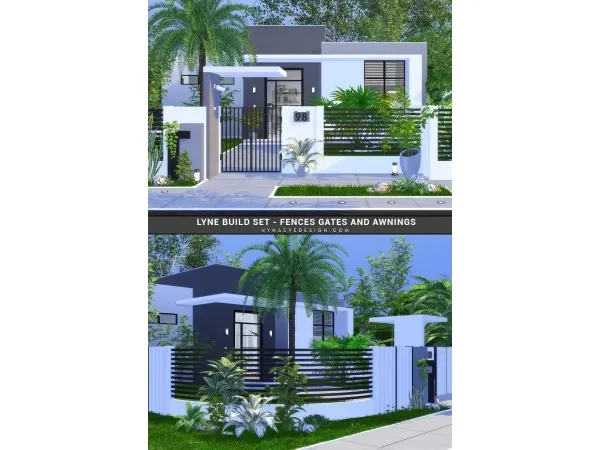 Alpha Lyne Build Set Fences Gates and Awnings - The Sims 4 Custom Content