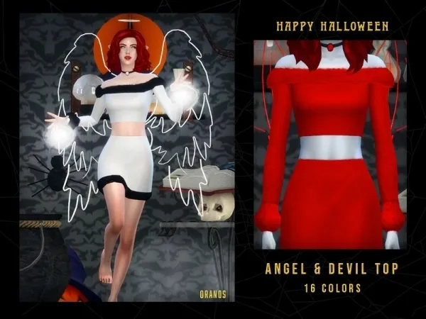 Maxis Match OranosTR's Angel Devil Top by thesimsresource - The Sims 4 Custom Content