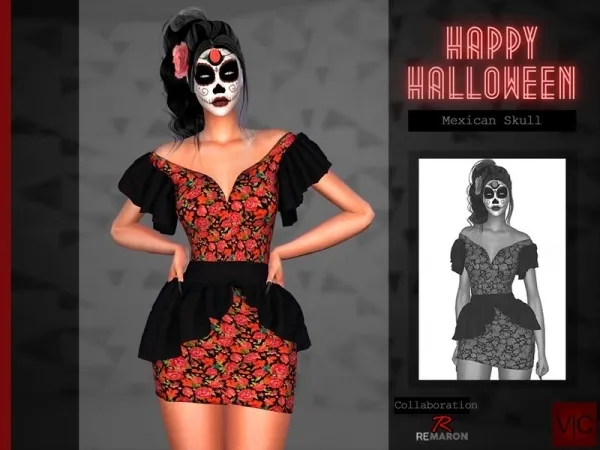 Alpha Viy Sims' Mexican Skull Halloween VI - The Sims 4 Custom Content