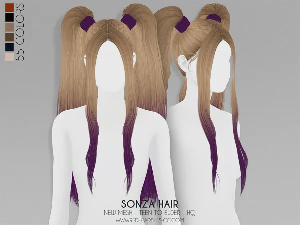 Alpha SONZA HAIR by redheadsims - The Sims 4 custom content