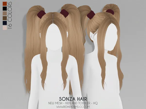 Alpha SONZA HAIR KIDS AND TODDLER - The Sims 4 Custom Content