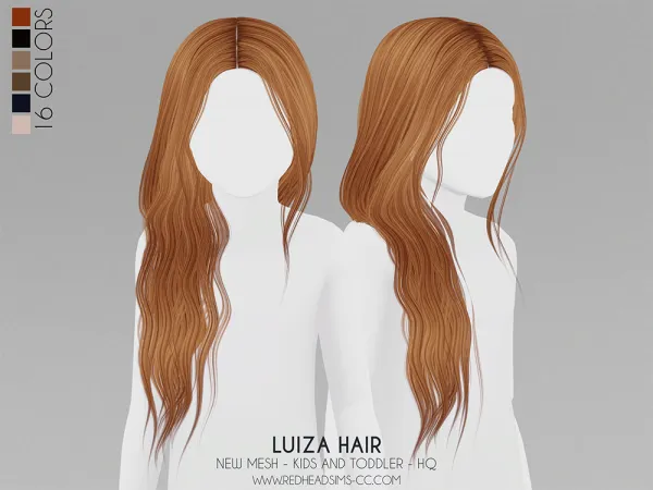 Alpha LUIZA HAIR KIDS AND TODDLER by redheadsims - The Sims 4 custom content