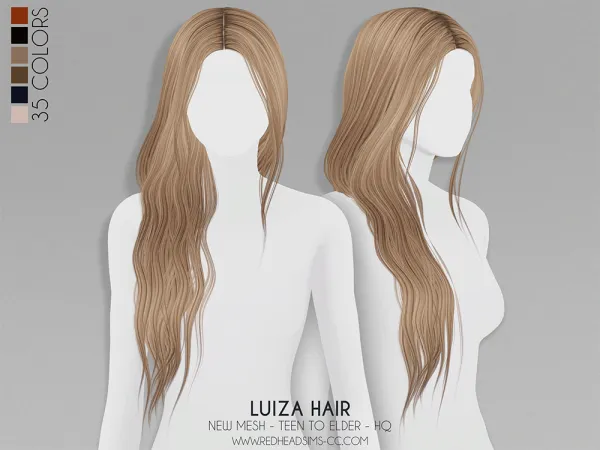 Alpha LUIZA HAIR by redheadsims - The Sims 4 Custom Content