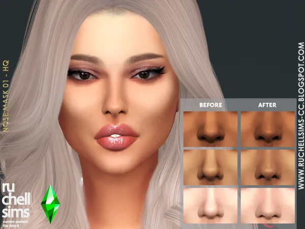 Alpha NOSE MASK 01 All tones by ruchellsims CC - The Sims 4 Custom Content
