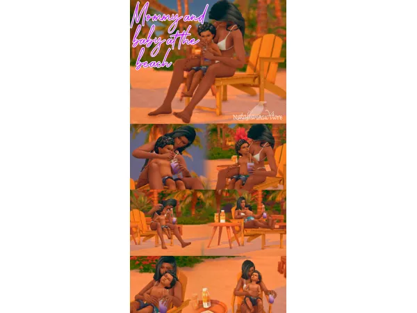 Maxis Match Mommy and baby at the beach Auditore by Natalia - The Sims 4 Custom Content