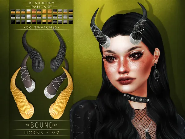 Alpha Blahberry Pancake Bound Horns V2 - The Sims 4 Custom Content