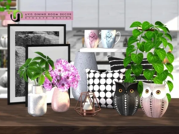 Alpha Avis Dining Room Decor - The Sims 4 Custom Content