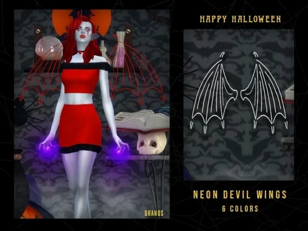 Alpha OranosTR's Neon Devil Wings - The Sims 4 Custom Content