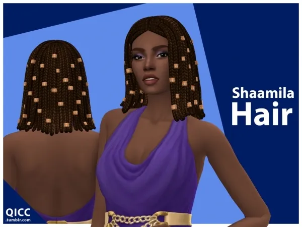 Maxis Match Shaamila Hair by qicc - The Sims 4 Custom Content