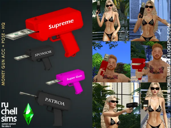 Alpha MONEY GUN ACC POSE [patreon] - The Sims 4 Custom Content