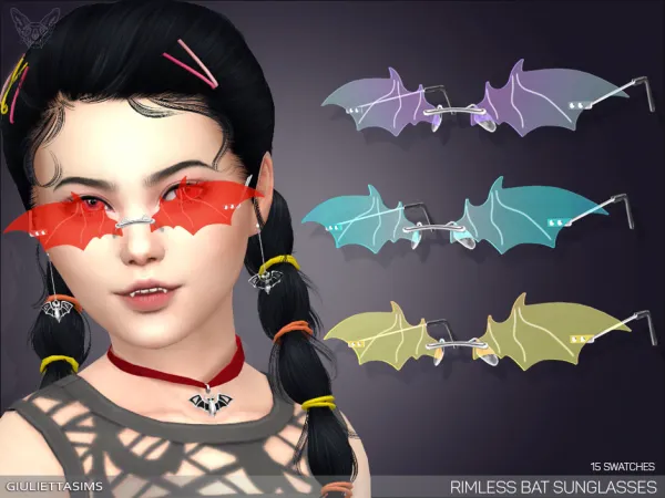 Alpha Rimless Bat Sunglasses For Kids - The Sims 4 Custom Content