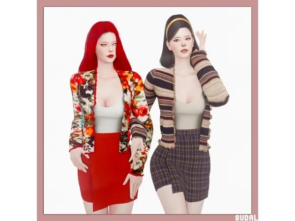 Alpha [sudal] Cardigan Tank Topskirt set - The Sims 4 Custom Content