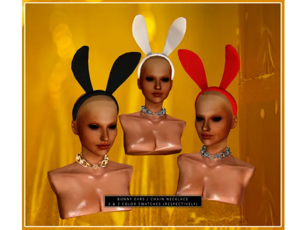 Alpha BUNNY EARS CHAIN NECKLACE by dorific - The Sims 4 Custom Content