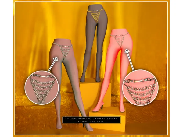 STILLETO BOOTS W/ CHAIN ACCESSORY by dorific