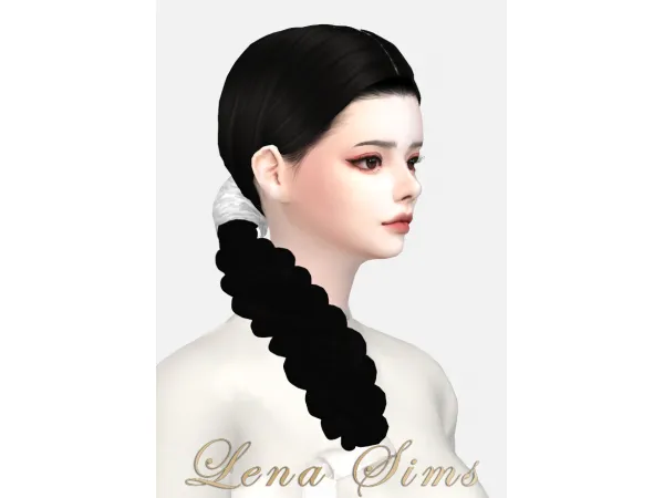 Alpha [LenaSims] Korean Female braid hair by simsfinds - The Sims 4 Custom Content