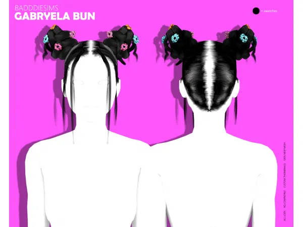 Alpha GABRYELA BUN ACCESSORIES by BADDDIESIMS - The Sims 4 Custom Content
