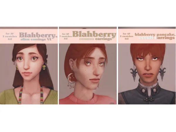 4t2 conversions of Blahberry Pancakes earrings - The Sims 2 Custom Content