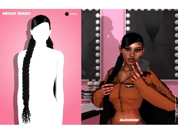 Alpha BADDDIESIMS MEGAN BRAIDS - The Sims 4 Custom Content