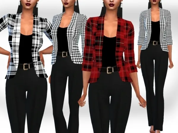 Maxis Match Saliwa's Plaid Patterned Blazer Jackets - The Sims 4 Custom Content