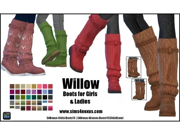 Maxis Match Willow Boots for Girls Ladies - The Sims 4 Custom Content