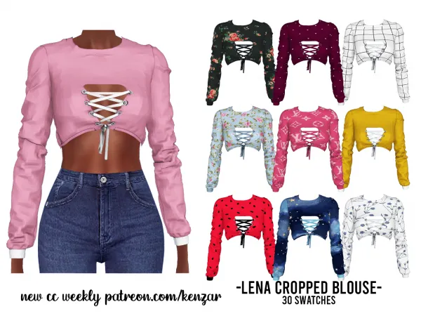 Alpha LENA CROPPED BLOUSE - The Sims 4 Custom Content