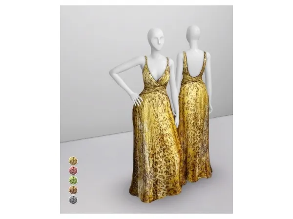 Maxis Match Yellow Leopard Gown by rusty - The Sims 4 Custom Content