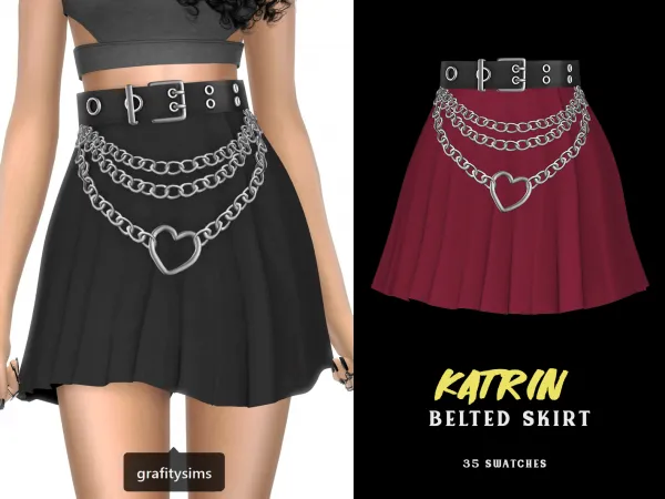 Alpha Katrin Belted Skirt with Chains - The Sims 4 Custom Content