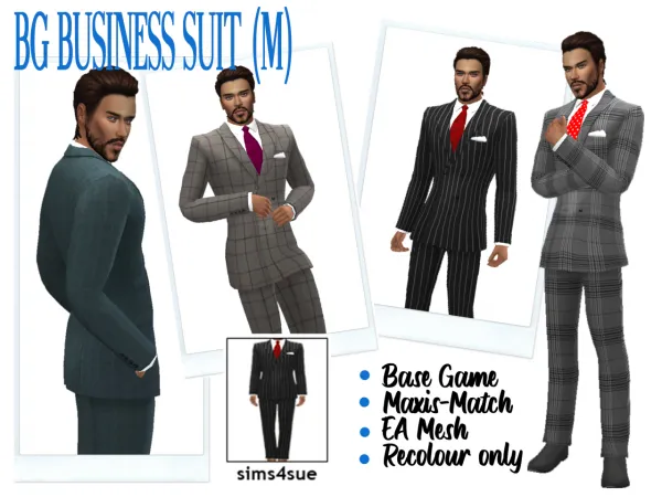 Maxis Match BG BUSINESS SUIT (M) - The Sims 4 Custom Content