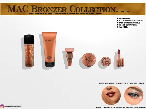 Alpha MAC Bronzer Collection (Acc obj and poses) - The Sims 4 Custom Content