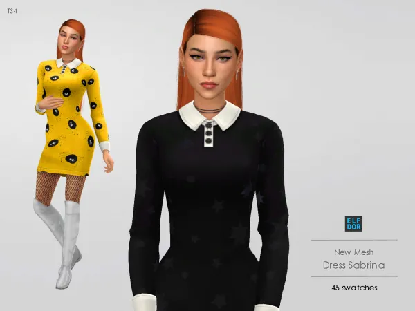 Maxis Match Dress Sabrina by elfdor - The Sims 4 custom content
