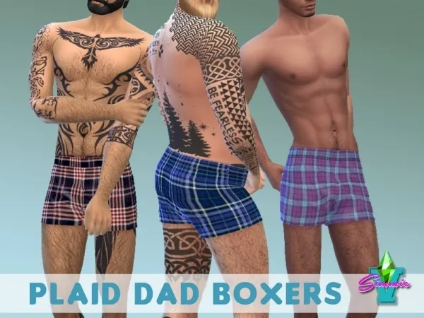Maxis Match SimmieV Plaid Dad Boxers - The Sims 4 Custom Content