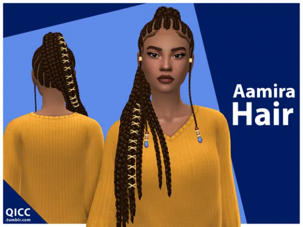 Maxis Match Aamira Hair by Quirky Introvert CC - The Sims 4 Custom Content