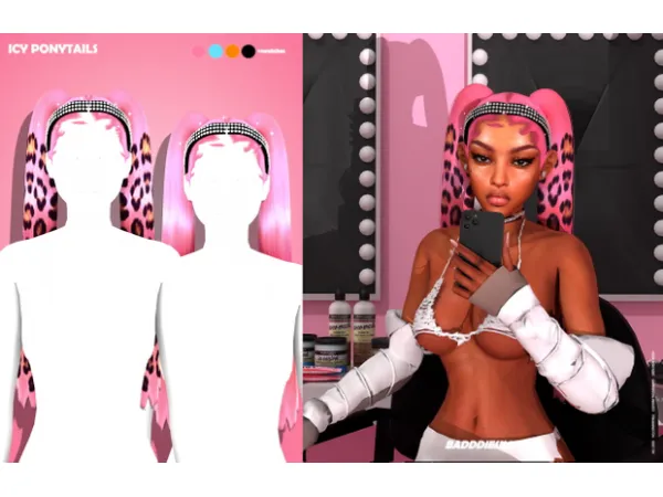 Alpha ICY PONYTAILS ACCESSORY by BADDDIESIMS - The Sims 4 Custom Content