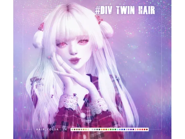 Alpha SIMS4 TWIN HAIR by TS4 DIV - The Sims 4 Custom Content
