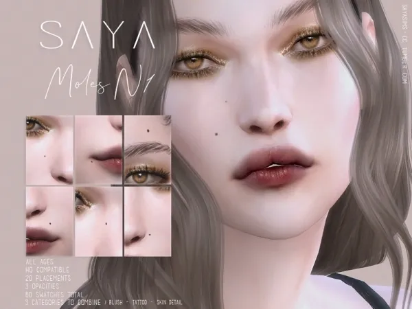 Alpha SayaSims Moles N1 - The Sims 4 Custom Content