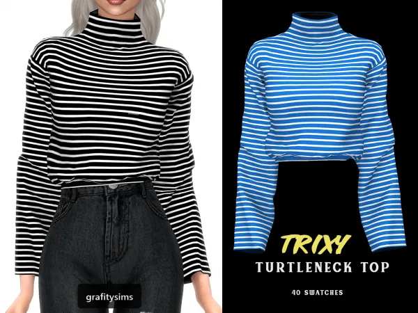 Alpha Trixy Turtleneck Top - The Sims 4 Custom Content