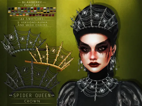 Alpha Blahberry Pancake Spider Queen Crown (unisex 2 versions) - The Sims 4 Custom Content