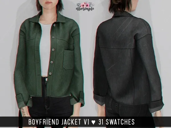 Alpha Elliesimple Boyfriend Jacket v1 - The Sims 4 Custom Content