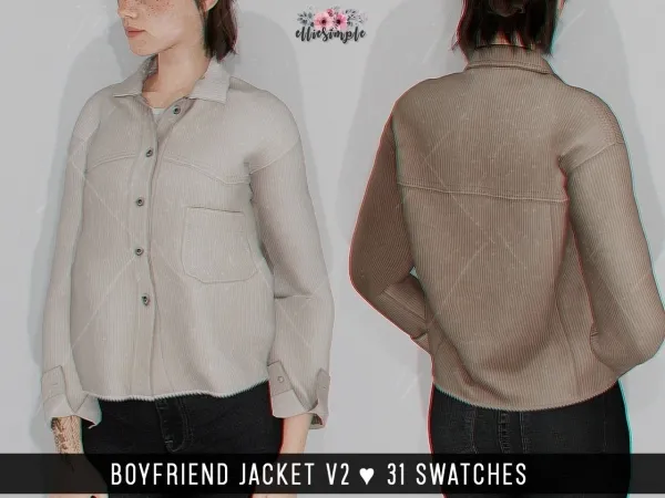 Alpha Elliesimple Boyfriend Jacket v2 - The Sims 4 Custom Content