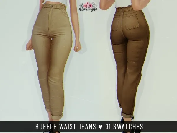 Alpha Elliesimple Ruffle Waist Jeans - The Sims 4 Custom Content