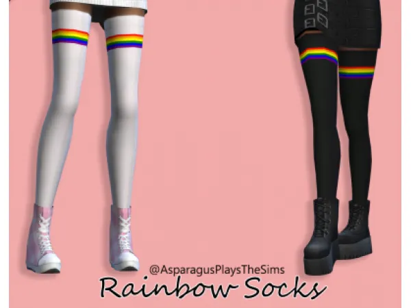 Mix Thigh high Rainbow Socks - The Sims 4 Custom Content