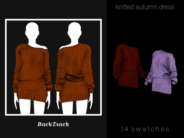 Alpha autumn set knitted autumn dress by BackTrack - The Sims 4 Custom Content