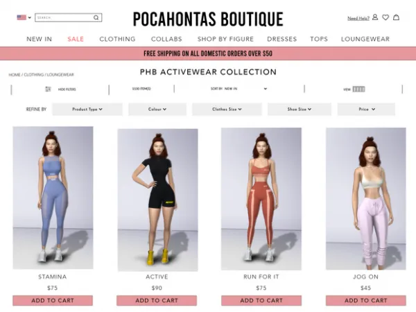 Alpha PHB Activewear Collection by POCAHONTAS BOUTIQUE - The Sims 4 Custom Content