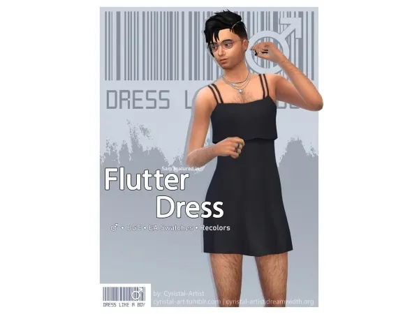 Alpha Dress Like A Boy Flutter Dress - The Sims 4 Custom Content